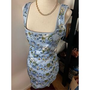Blue sequence flower dress size medium